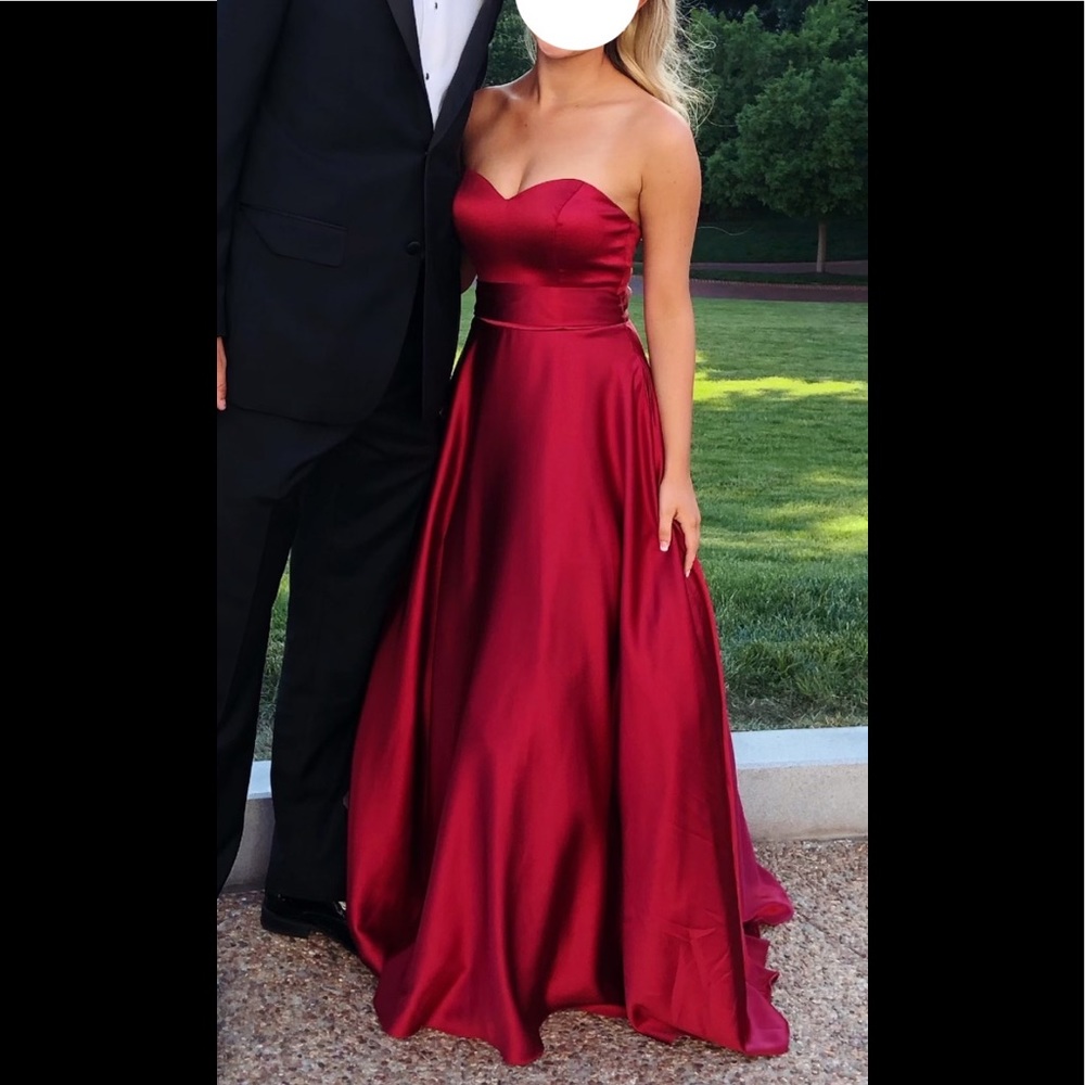 Elegant Dark Red Ball Gown Prom Dress
